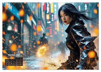 Kriegerin der Cyberwelt (Wandkalender 2027 DIN A2 quer), CALVENDO Monatskalender