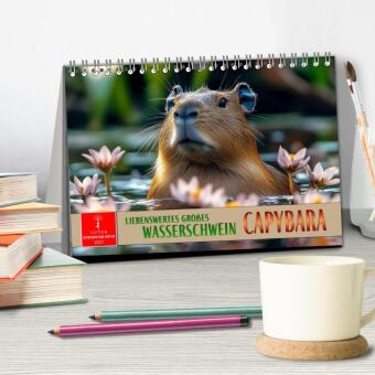 Capybara - liebenswertes großes Wasserschwein (Tischkalender 2027 DIN A5 quer), CALVENDO Monatskalender