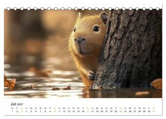 Capybara - liebenswertes großes Wasserschwein (Tischkalender 2027 DIN A5 quer), CALVENDO Monatskalender