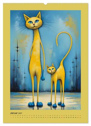 Buntes Katzenvolk (Wandkalender 2027 DIN A2 hoch), CALVENDO Monatskalender