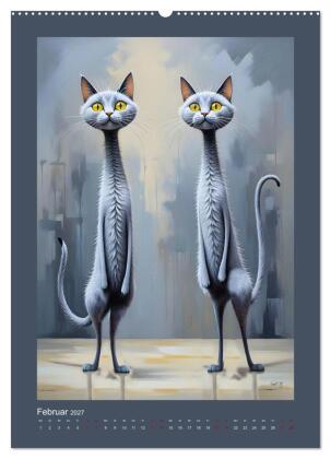 Buntes Katzenvolk (Wandkalender 2027 DIN A2 hoch), CALVENDO Monatskalender