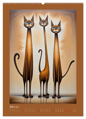 Buntes Katzenvolk (Wandkalender 2027 DIN A2 hoch), CALVENDO Monatskalender