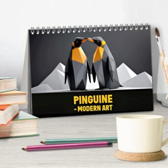 PINGUINE - modern Art (Tischkalender 2027 DIN A5 quer), CALVENDO Monatskalender