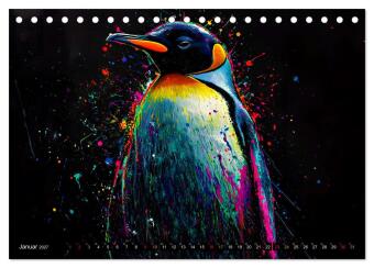 PINGUINE - modern Art (Tischkalender 2027 DIN A5 quer), CALVENDO Monatskalender