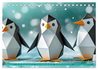PINGUINE - modern Art (Tischkalender 2027 DIN A5 quer), CALVENDO Monatskalender