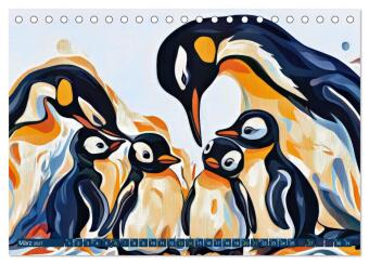 PINGUINE - modern Art (Tischkalender 2027 DIN A5 quer), CALVENDO Monatskalender