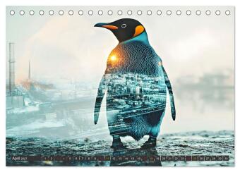 PINGUINE - modern Art (Tischkalender 2027 DIN A5 quer), CALVENDO Monatskalender