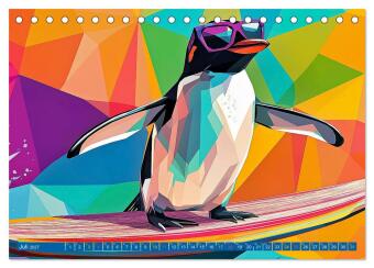 PINGUINE - modern Art (Tischkalender 2027 DIN A5 quer), CALVENDO Monatskalender