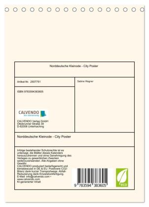 Norddeutsche Kleinode - City Poster (Tischkalender 2027 DIN A5 hoch), CALVENDO Monatskalender