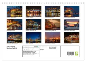 Magic Nights Containerschiffe (Wandkalender 2027 DIN A3 quer), CALVENDO Monatskalender
