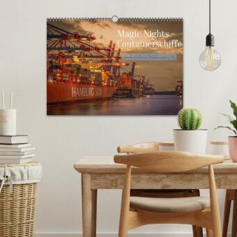 Magic Nights Containerschiffe (Wandkalender 2027 DIN A3 quer), CALVENDO Monatskalender
