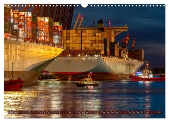 Magic Nights Containerschiffe (Wandkalender 2027 DIN A3 quer), CALVENDO Monatskalender