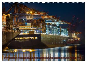 Magic Nights Containerschiffe (hochwertiger Premium Wandkalender 2027 DIN A2 quer), Kunstdruck in Hochglanz