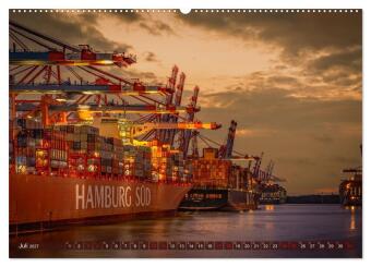 Magic Nights Containerschiffe (hochwertiger Premium Wandkalender 2027 DIN A2 quer), Kunstdruck in Hochglanz