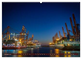 Magic Nights Containerschiffe (hochwertiger Premium Wandkalender 2027 DIN A2 quer), Kunstdruck in Hochglanz