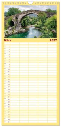 Familienplaner 2027 - Spanische Provinzen - Asturien mit 5 Spalten (Wandkalender, 21 x 45 cm) CALVENDO