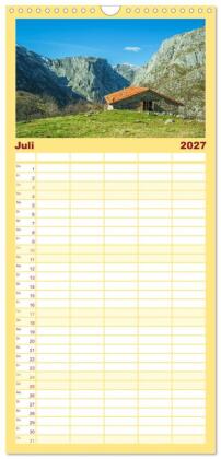 Familienplaner 2027 - Spanische Provinzen - Asturien mit 5 Spalten (Wandkalender, 21 x 45 cm) CALVENDO