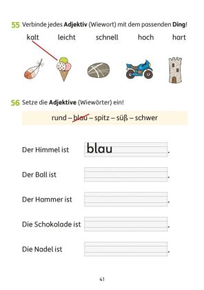 Deutsch 1. Klasse / 2. Klasse Übungsheft - Grammatik