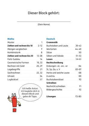 Mathe und Deutsch 1. Klasse Übungsblock