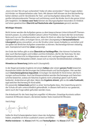 Übungsheft mit Tests in Mathe 4. Klasse