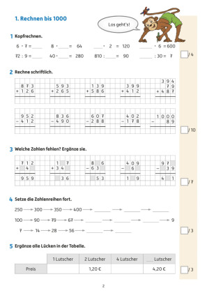 Übungsheft mit Tests in Mathe 4. Klasse