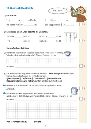 Übungsheft mit Tests in Mathe 4. Klasse