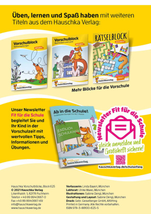 Vorschulblock ab 5 Jahre für Junge und Mädchen - Fit zum Schuleintritt