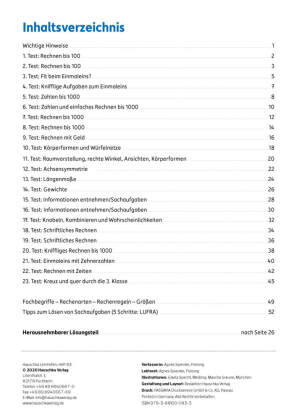 Übungsheft mit Tests in Mathe 3. Klasse