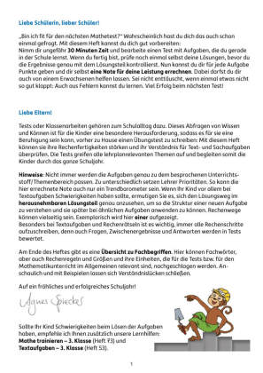 Übungsheft mit Tests in Mathe 3. Klasse