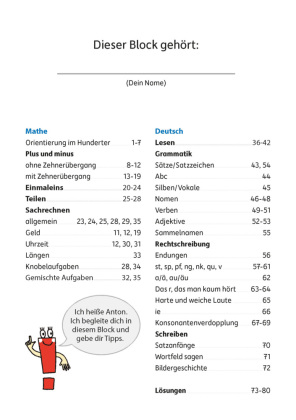 Mathe und Deutsch 2. Klasse Übungsblock