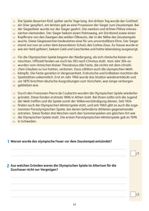 Übungsheft mit Lesetests in Deutsch 4. Klasse
