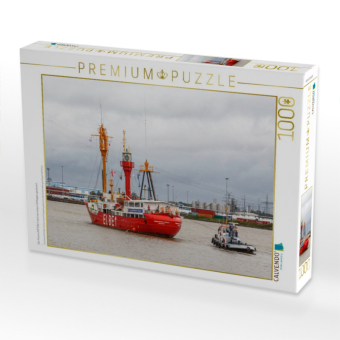 CALVENDO Puzzle Das Feuerschiff Elbe 1 wird von einem Schlepper gesteuert | 1000 Teile Lege-Größe 64x48cm Foto-Puzzle für glückliche Stunden