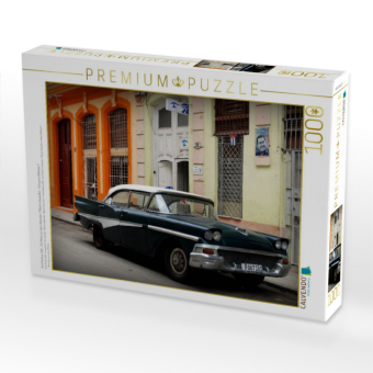 CALVENDO Puzzle Ford Fairlane 500 - Ein Motiv aus dem Kalender "Black is Beautiful - Schwarze Oldtimer" | 1000 Teile Lege-Größe 64x48cm Foto-Puzzle für glückliche Stunden