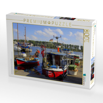 CALVENDO Puzzle Fischerhafen Travemünde an der Hafeneinfahrt | 1000 Teile Lege-Größe 64x48cm Foto-Puzzle für glückliche Stunden