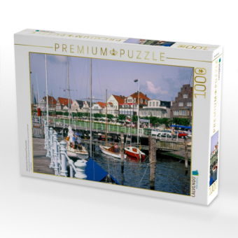 CALVENDO Puzzle Kaiserbrücke mit Ortsansicht Travemünde | 1000 Teile Lege-Größe 64x48cm Foto-Puzzle für glückliche Stunden