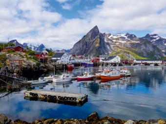 CALVENDO Puzzle Der Hafen von Hamnøya, Lofoten (Norwegen) | 1000 Teile Lege-Größe 64x48cm Foto-Puzzle für glückliche Stunden