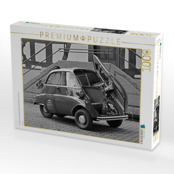 CALVENDO Puzzle Ein Motiv aus dem Kalender BMW Isetta 300 in schwarzweiß | 1000 Teile Lege-Größe 64x48cm Foto-Puzzle für glückliche Stunden