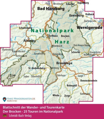 Der Brocken, Wander- und Mountainbike-Karte