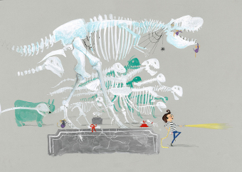 Joris puzzelt einen Dino