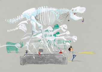 Joris puzzelt einen Dino
