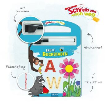 Schreib und wisch weg - Erste Buchstaben, m. Stift
