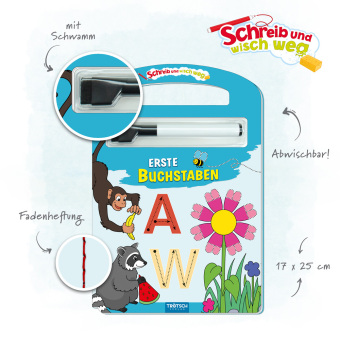 Schreib und wisch weg - Erste Buchstaben, m. Stift