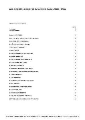 Weihnachtslieder für Gitarre in Tabulatur / TABs