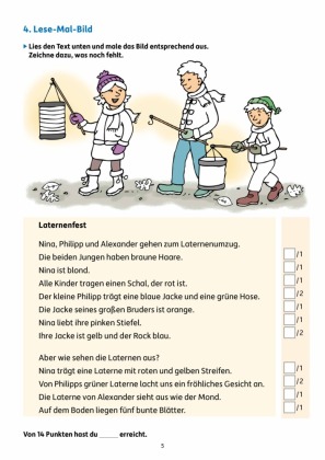 Übungsheft mit Lesetests in Deutsch 2. Klasse