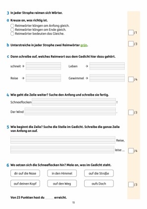 Übungsheft mit Lesetests in Deutsch 2. Klasse