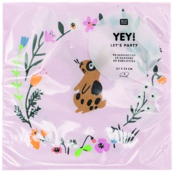 Servietten, Ostern, Blumenkranz/Hase, FSC Mix 