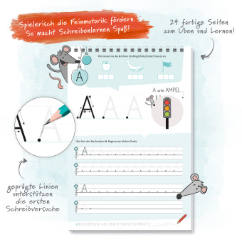 TRÖTSCH - Spurrillenblock "Großbuchstaben" | Übungsbuch mit vorgeprägten Linien zum Erlernen der Großbuchstaben. Übungsheft zum Buchstaben lernen, ideal für die Einschulung | 1. Klasse "