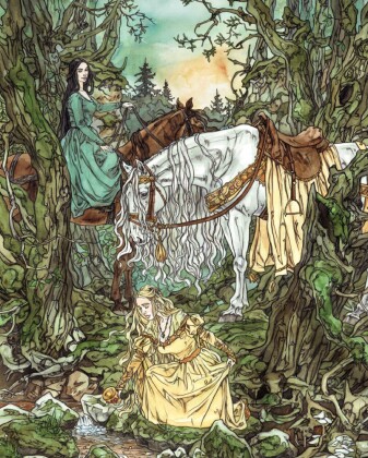 Die Gänsemagd und ihr treues Pferd Falada