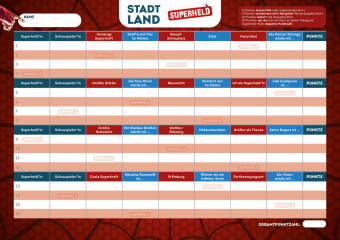 Stadt, Land, Superheld - Der Spieleklassiker für alle Marvel-Fans