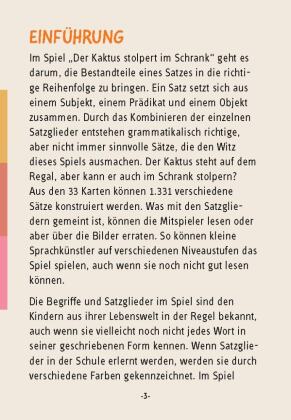 Der Kaktus stolpert im Schrank. Sätze aus Satzgliedern bilden